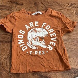 H&M Brown Short Sleeve Tee with Dinosaur Graphic